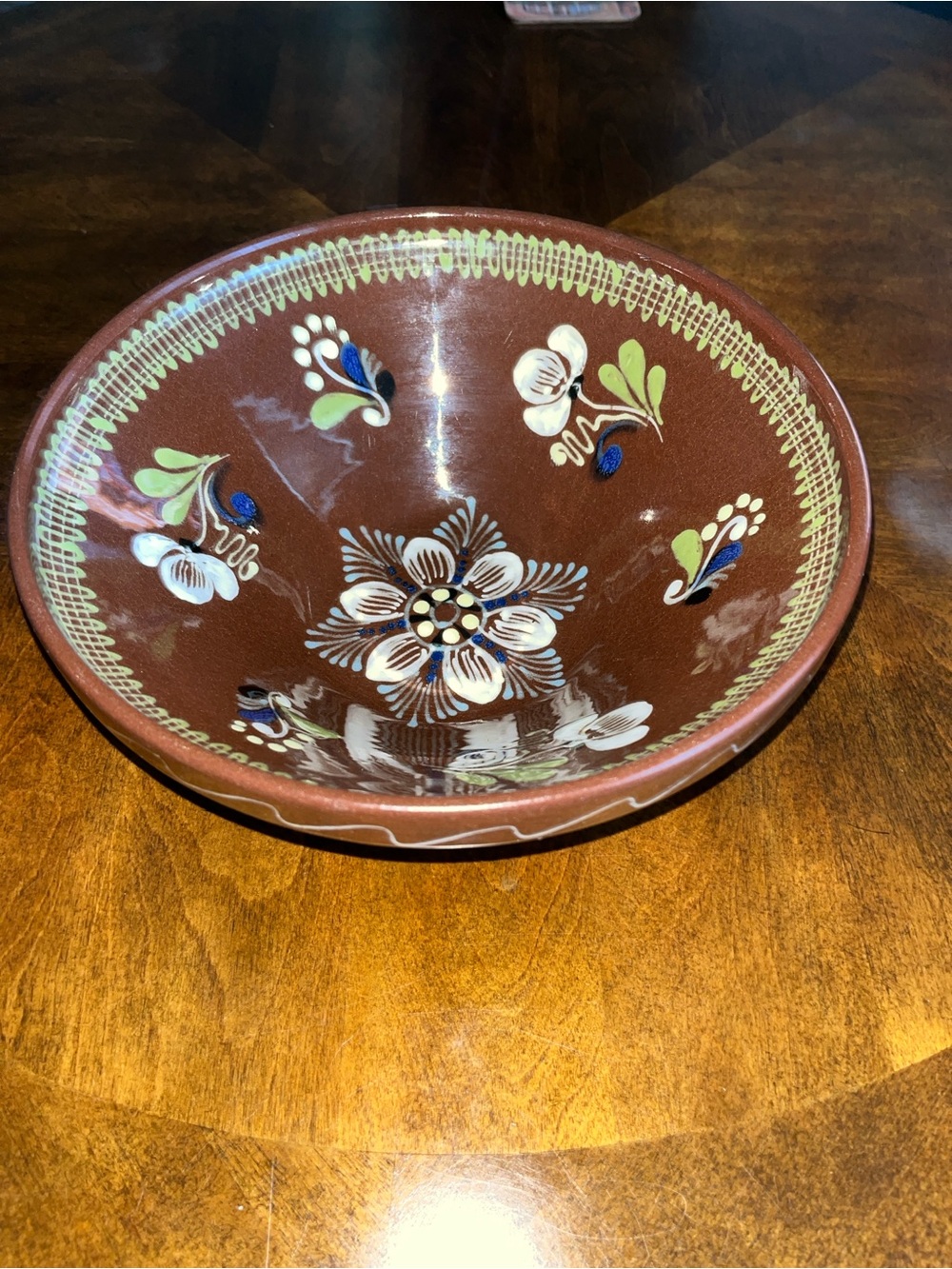 Handpainted Hungarian Earthenware Floral Bowl.